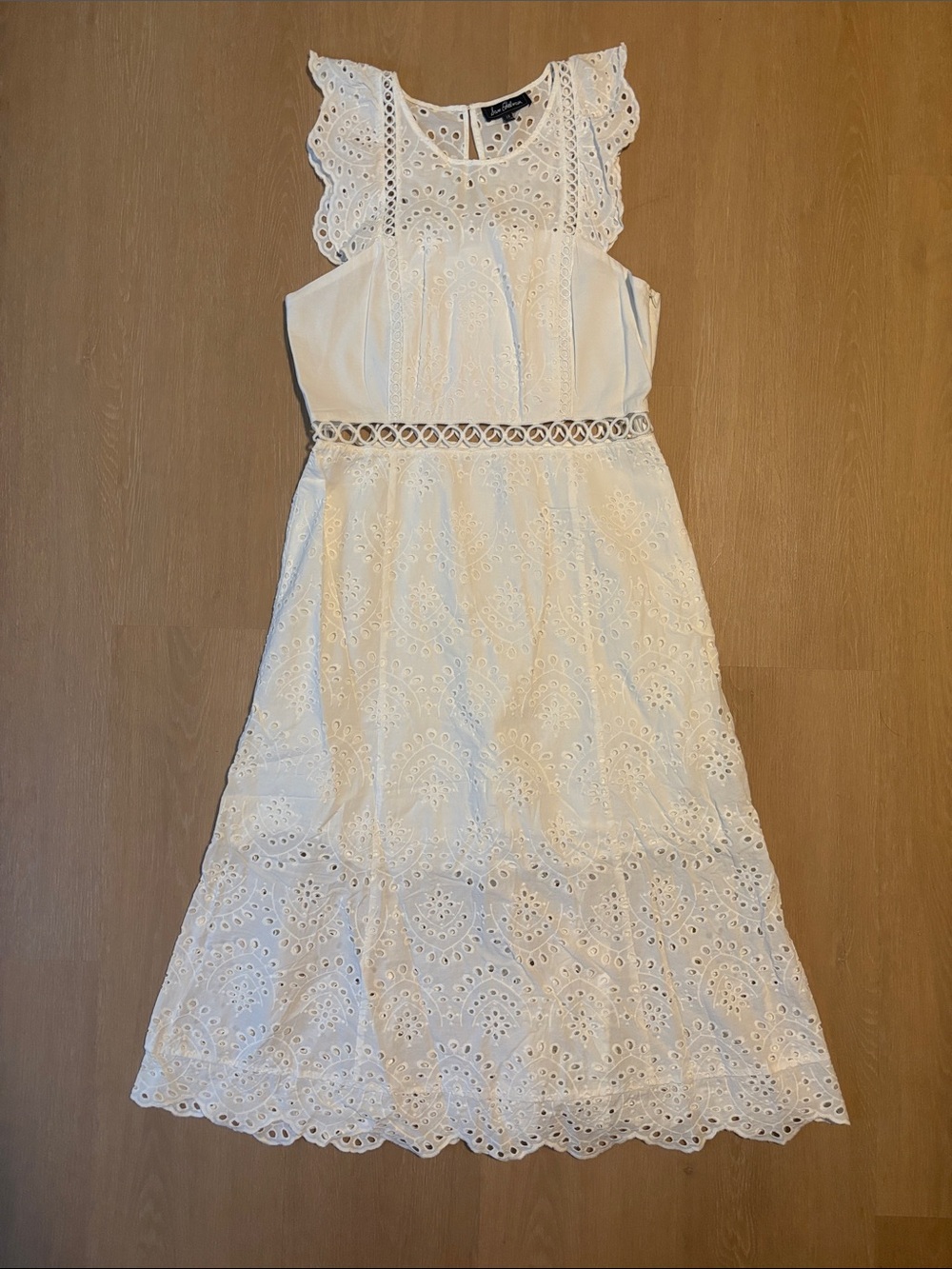 Sam Edelman Stunning White Eyelet Midi Dress size 14